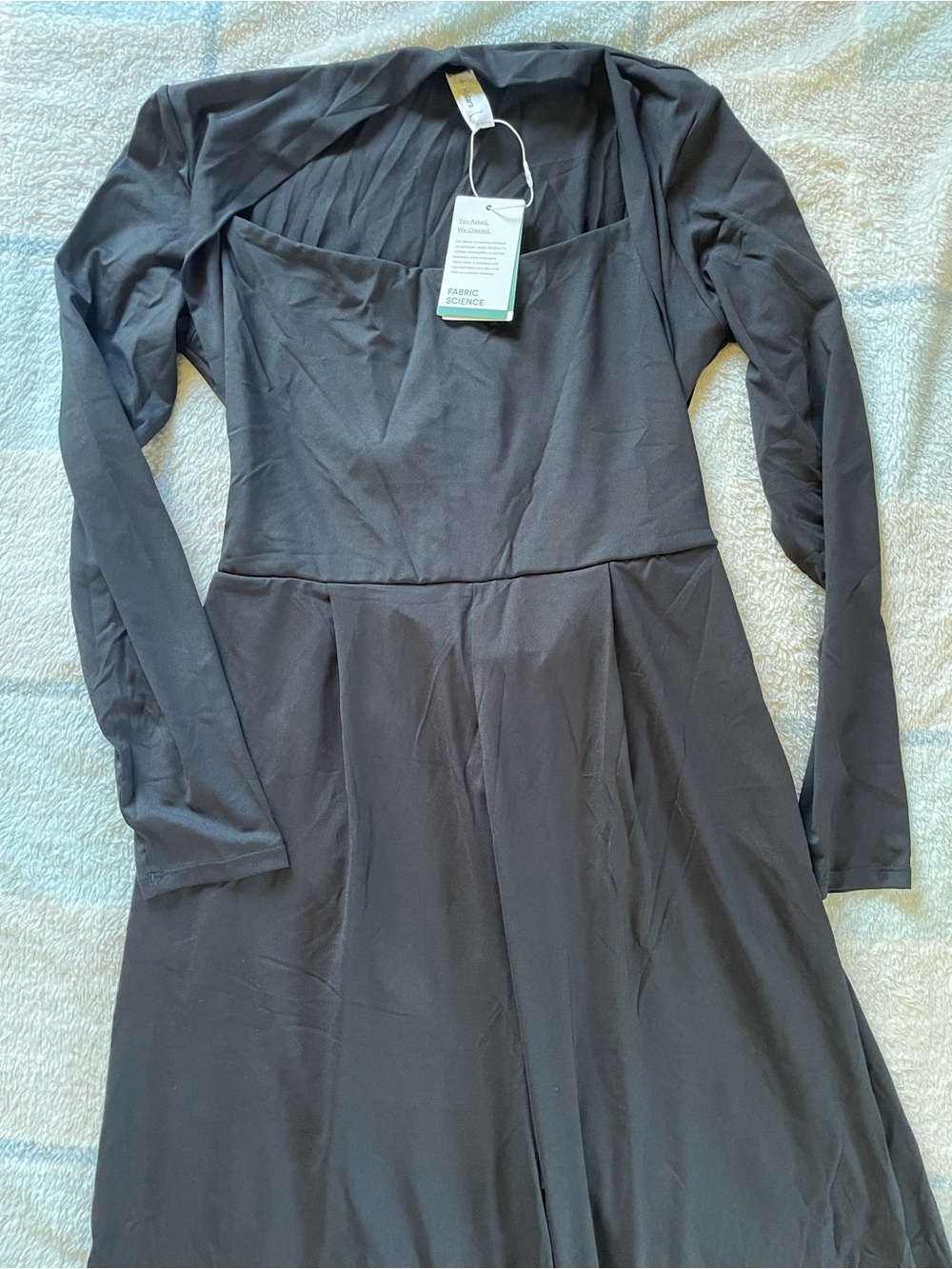 HALARA Black Long-Sleeve Square-Neck Jumpsuit